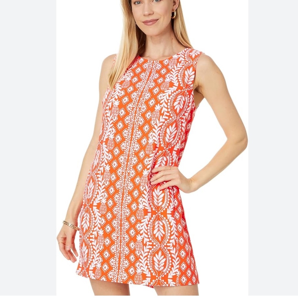 Lilly Pulitzer Edita Shift Dress in Flamingo Feather Harbor sz 12 - Picture 2 of 6